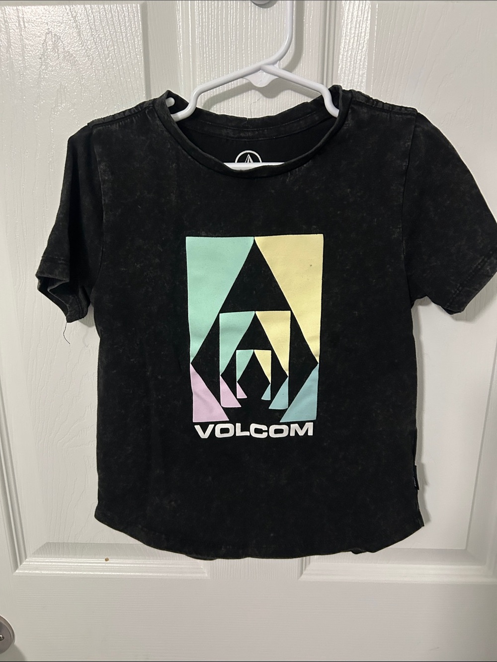 Volcom Black Tee with Pastel Geometric Logo